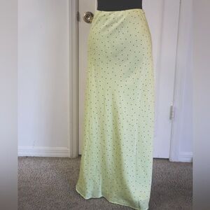 Fashion nova lime, green and black polkadot skirt